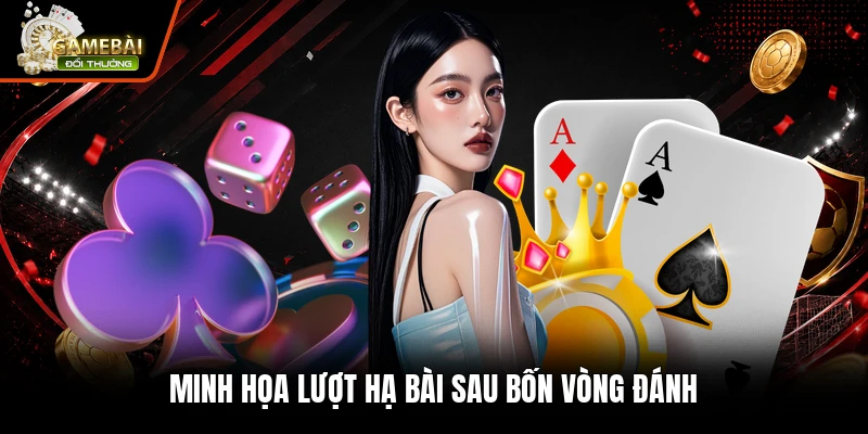 Cách Chơi Phỏm - Hướng Dẫn Đánh Bài Chuẩn Cho Người Mới 2 Minh họa lượt hạ bài sau bốn vòng đánh